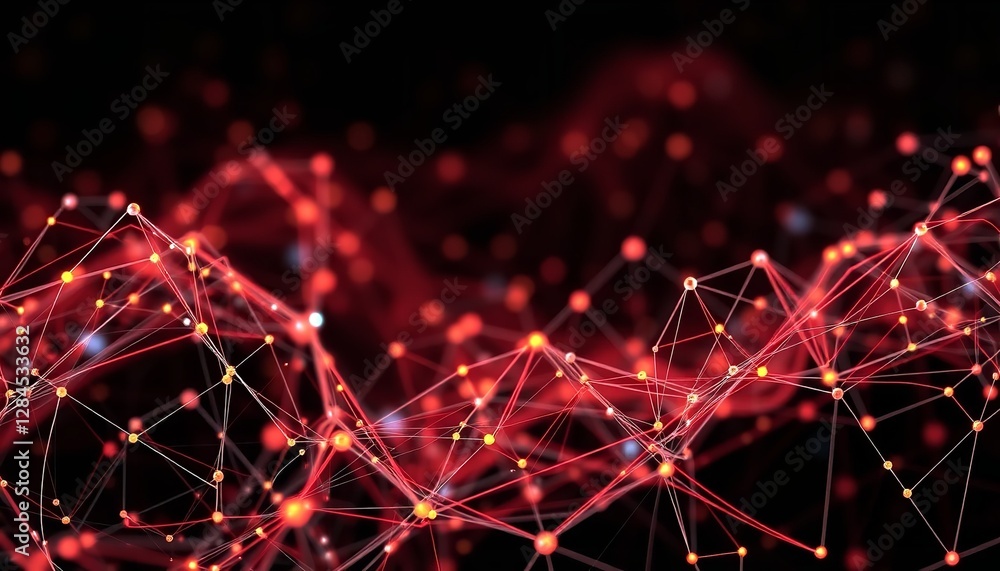 Fototapeta premium Red and Purple Interconnected Nodes Background