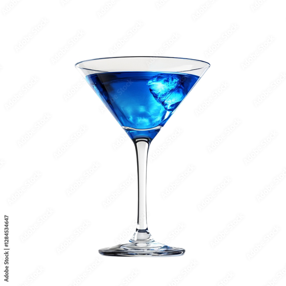 Blue Martini Cocktail Refreshing Ice Cubes in Glass Blue Martini Cocktail Refreshing Ice Cubes in Glass