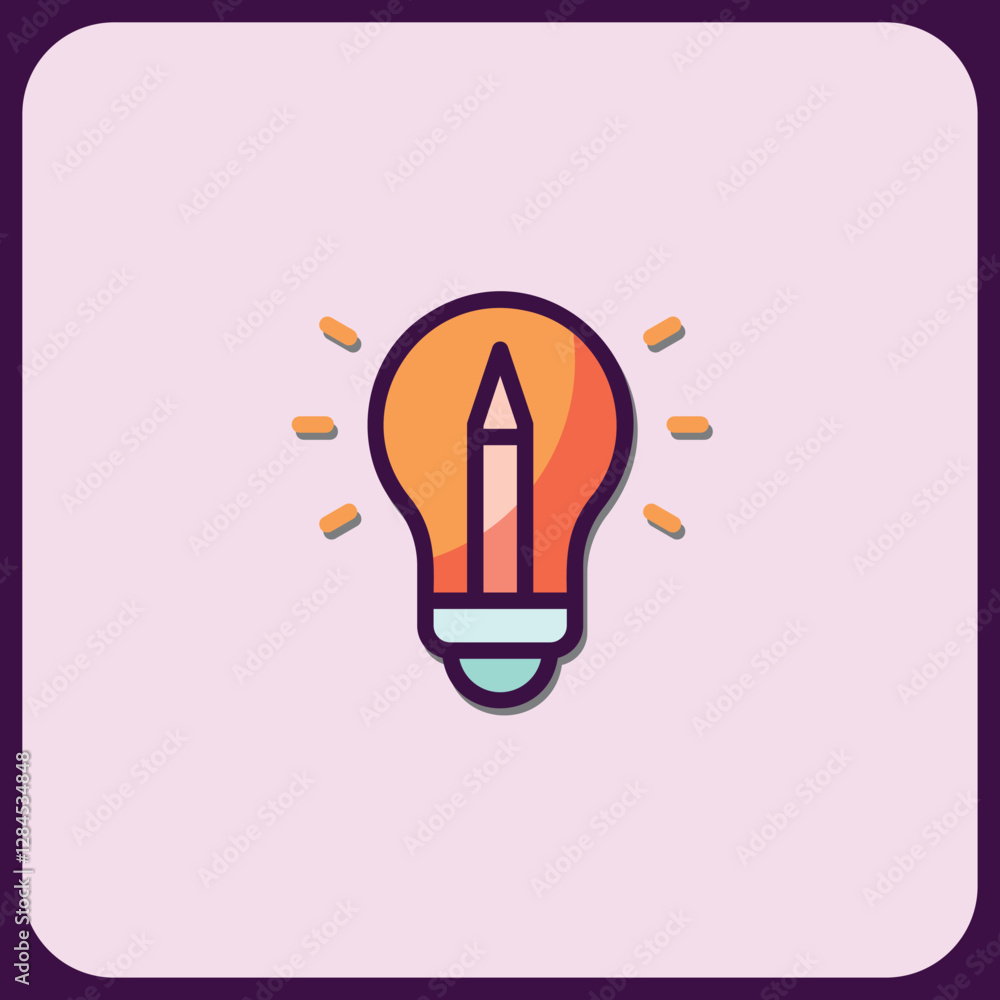 Creative Idea Icon: Pencil Inside a Lightbulb Creative Idea Icon: Pencil Inside a Lightbulb