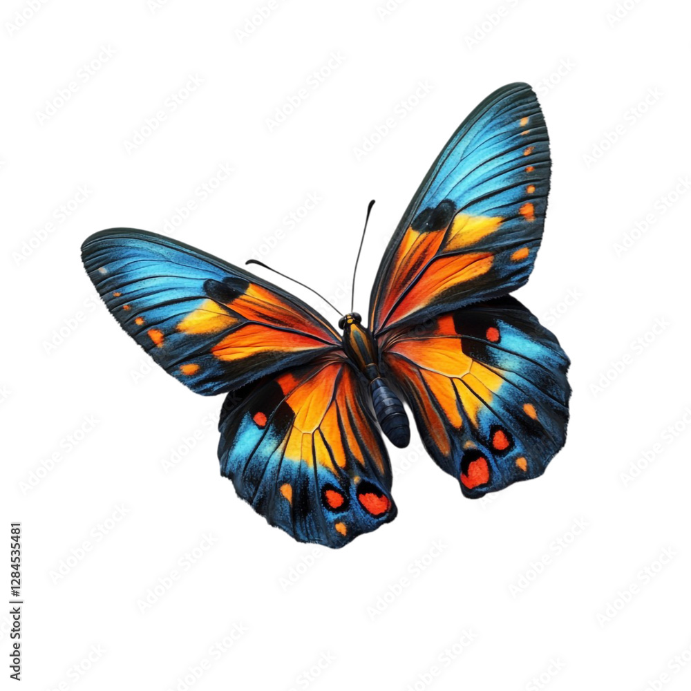 Obraz premium Vibrant Blue Orange Butterfly Wings Abstract Art Nature Beauty