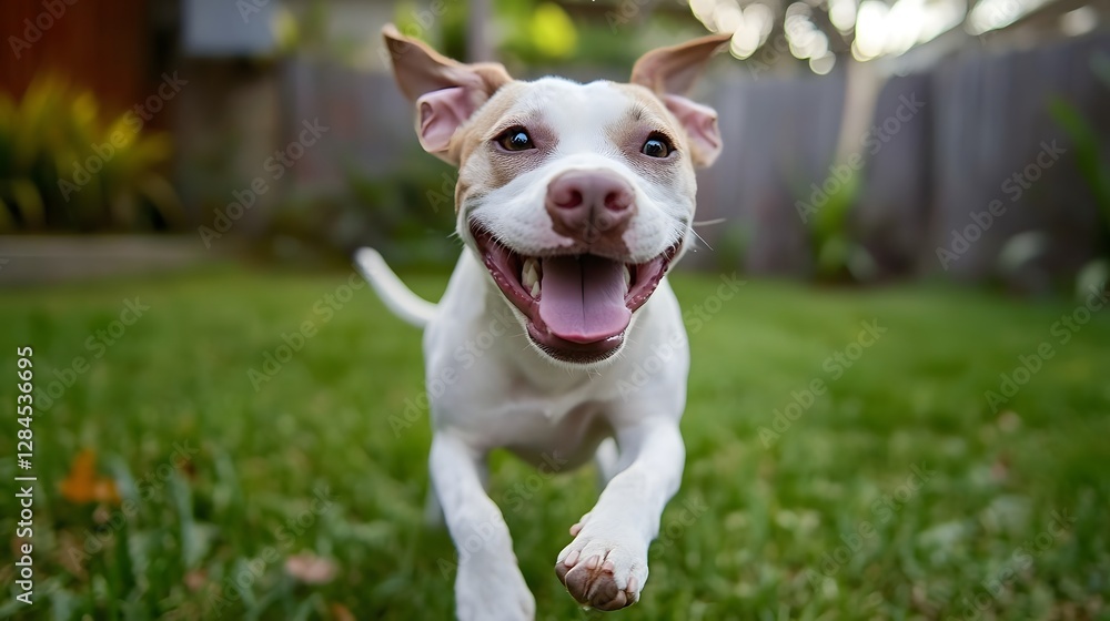 Joyful Adopted Dog Plays With Loving Owner In Backyard Joyful Adopted Dog Plays With Loving Owner In Backyard