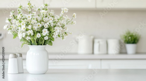 Wallpaper Mural White flowers in vase on kitchen counter Torontodigital.ca