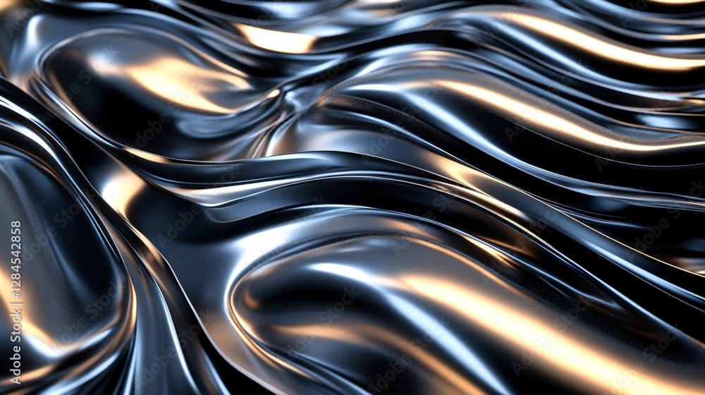 Metallic 3D Wavy Surface for Digital Art Design Metallic 3D Wavy Surface for Digital Art Design