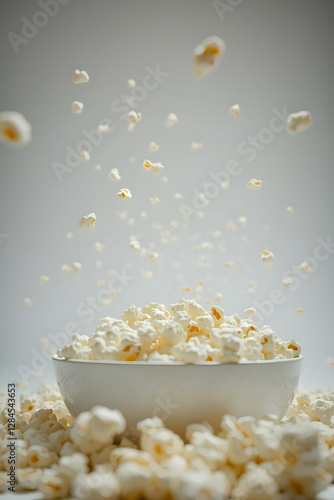 Popcorn Falling on Overflowing Bowl, Low Angle