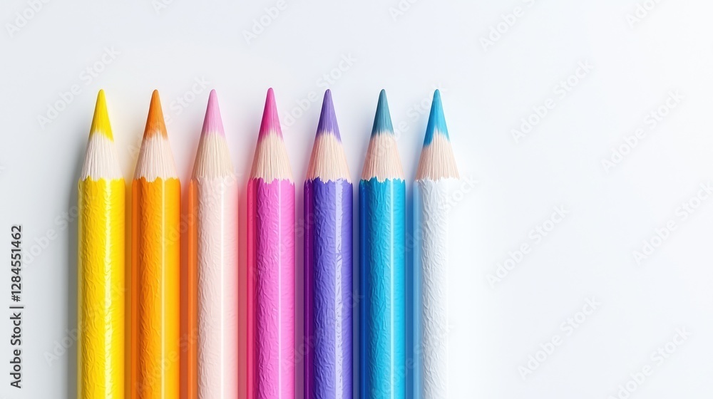 Colorful pencils arranged on white background (1) Colorful pencils arranged on white background (1)