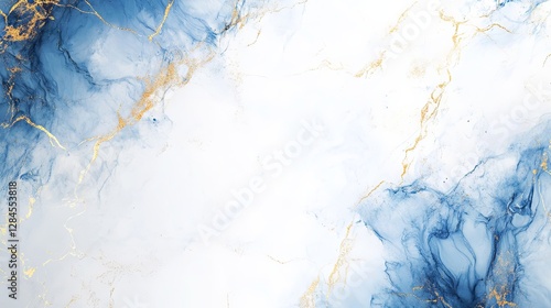 Wallpaper Mural Abstract blue marble texture with gold and white ink design Torontodigital.ca