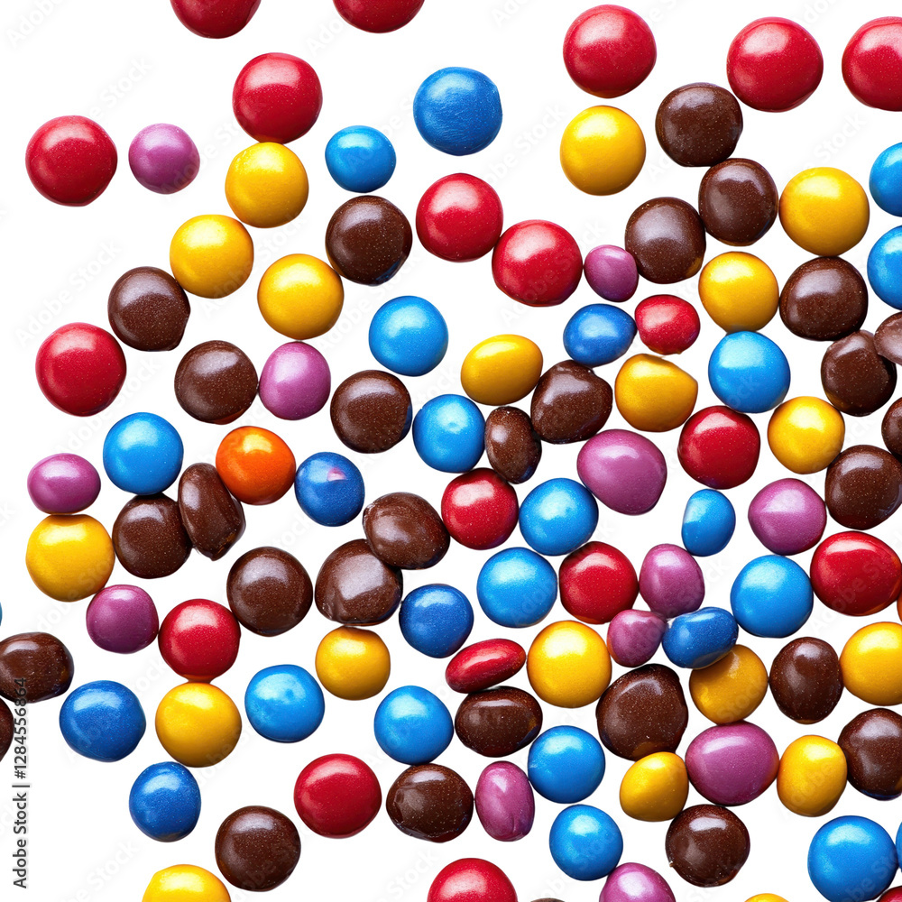 Obraz premium colorful candies scattered isolated on transparent background