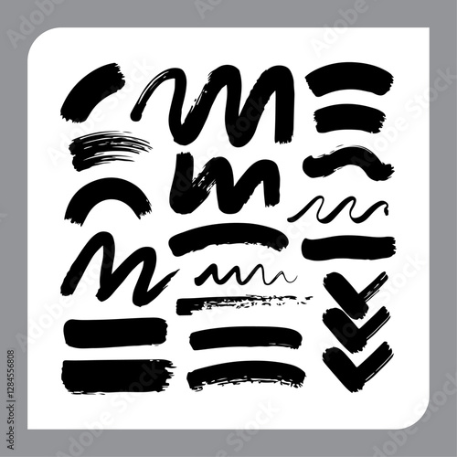 Abstract Ink Brush Strokes Collection.