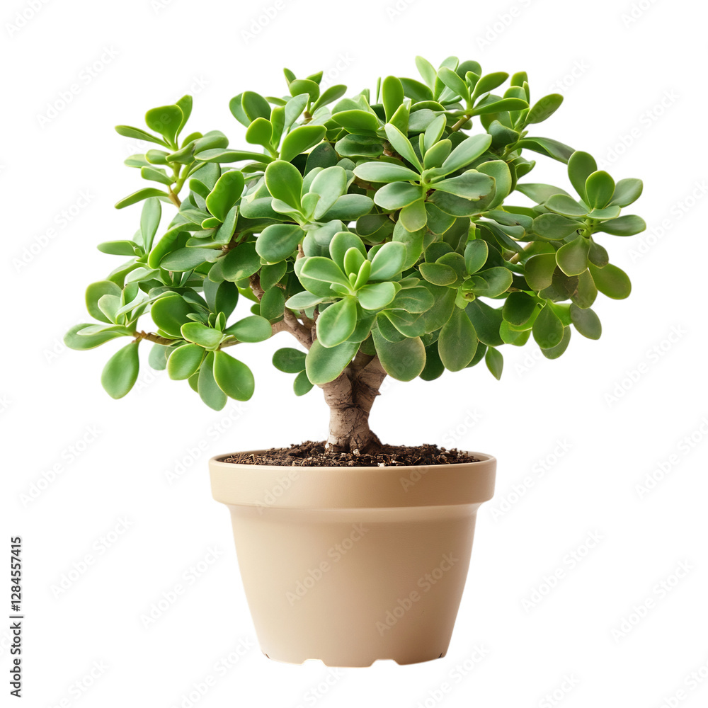 A Lush Potted Jade Plant with Thick Fleshy Leaves Isolated on Transparent Background A Lush Potted Jade Plant with Thick Fleshy Leaves Isolated on Transparent Background
