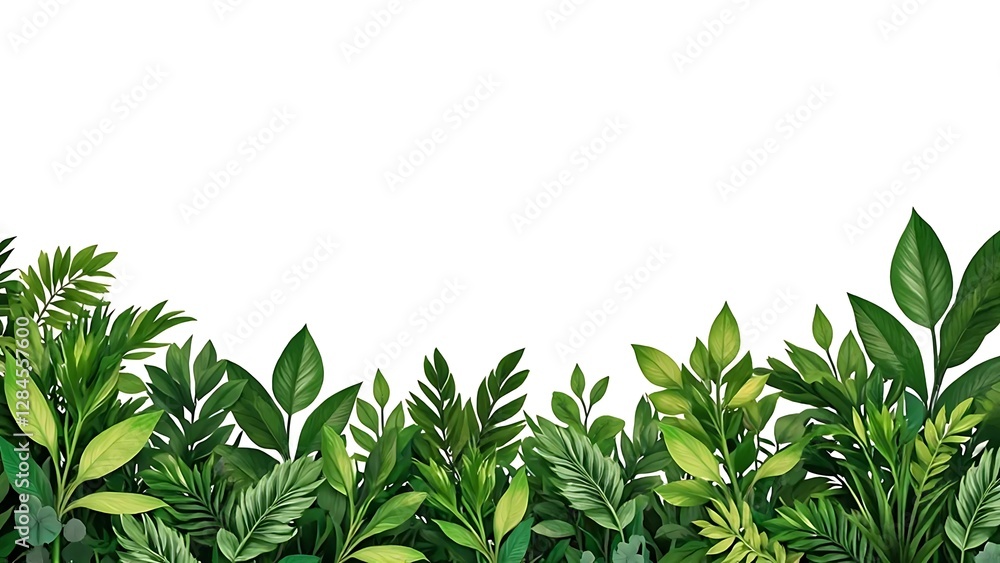Obraz premium Lush Greenery: Tropical Foliage Border