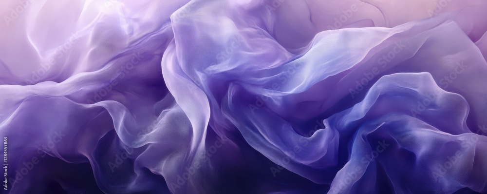 Fototapeta premium Flowing lavender and purple fabric with soft wavy patterns