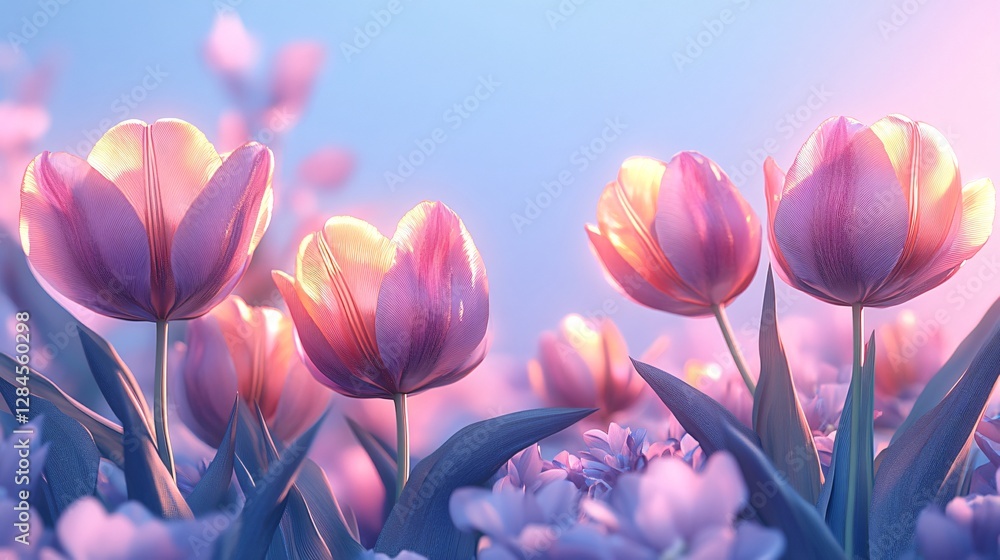 Fototapeta premium Purple Abstract tulips card
