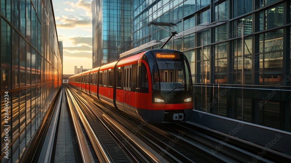 Naklejka premium Canary Wharf London Ultra-Detailed DLR Train