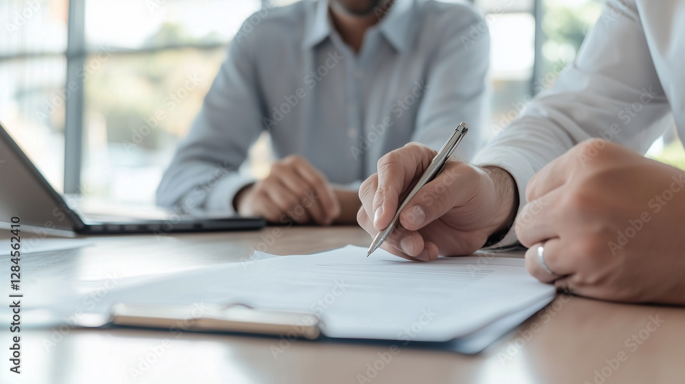Business Owner Reviewing Liability Insurance with Agent Business Owner Reviewing Liability Insurance with Agent