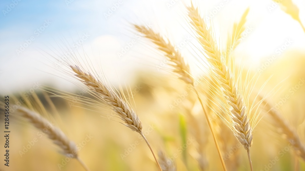 Golden Wheat Ears Illuminated by Bright Sunlight in a Beautiful Field Setting : Generative AI Golden Wheat Ears Illuminated by Bright Sunlight in a Beautiful Field Setting : Generative AI