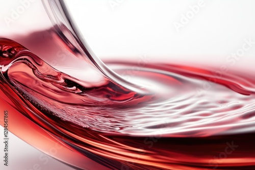 Close-up of red wine pouring, showcasing its rich color and texture. photo