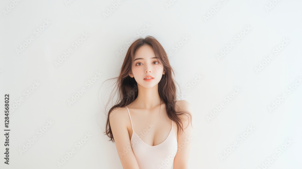 Asian Woman in a Minimalist Fashion Portrait Asian Woman in a Minimalist Fashion Portrait