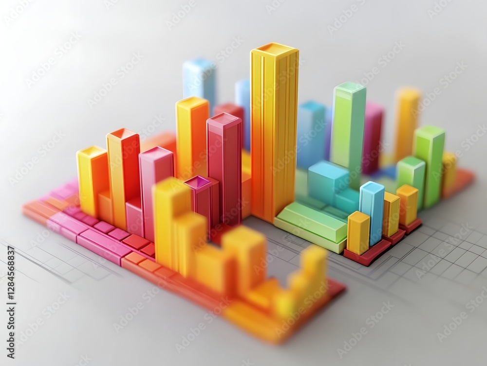 A vibrant and colorful 3D bar chart showcasing data analysis. Each bar varies in height and color, representing different data points effectively in a modern design. A vibrant and colorful 3D bar chart showcasing data analysis. Each bar varies in height and color, representing different data points effectively in a modern design.