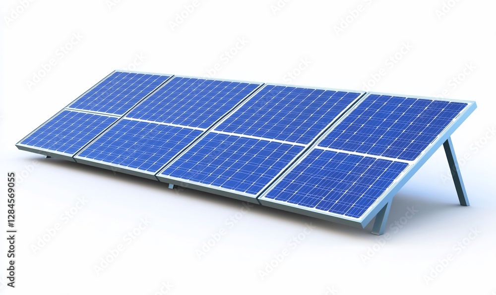Blue Solar Panel Array on Angled Ground Mount Blue Solar Panel Array on Angled Ground Mount