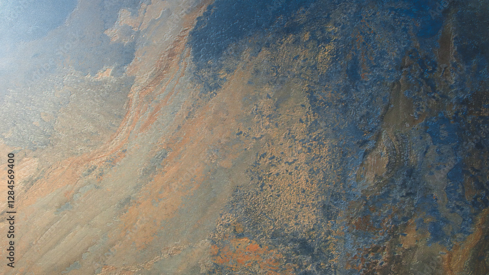 A rocky surface with a blue and brown color scheme. The surface is rough and uneven, giving it a rugged appearance. The blue and brown colors create a sense of depth and contrast A rocky surface with a blue and brown color scheme. The surface is rough and uneven, giving it a rugged appearance. The blue and brown colors create a sense of depth and contrast