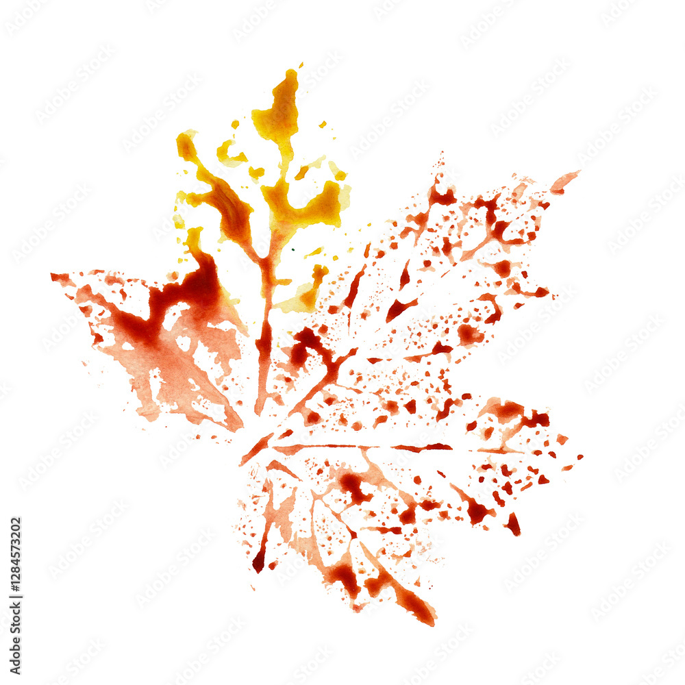 custom made wallpaper toronto digitalWatercolor maple leaf stamp orange isolated on white background
