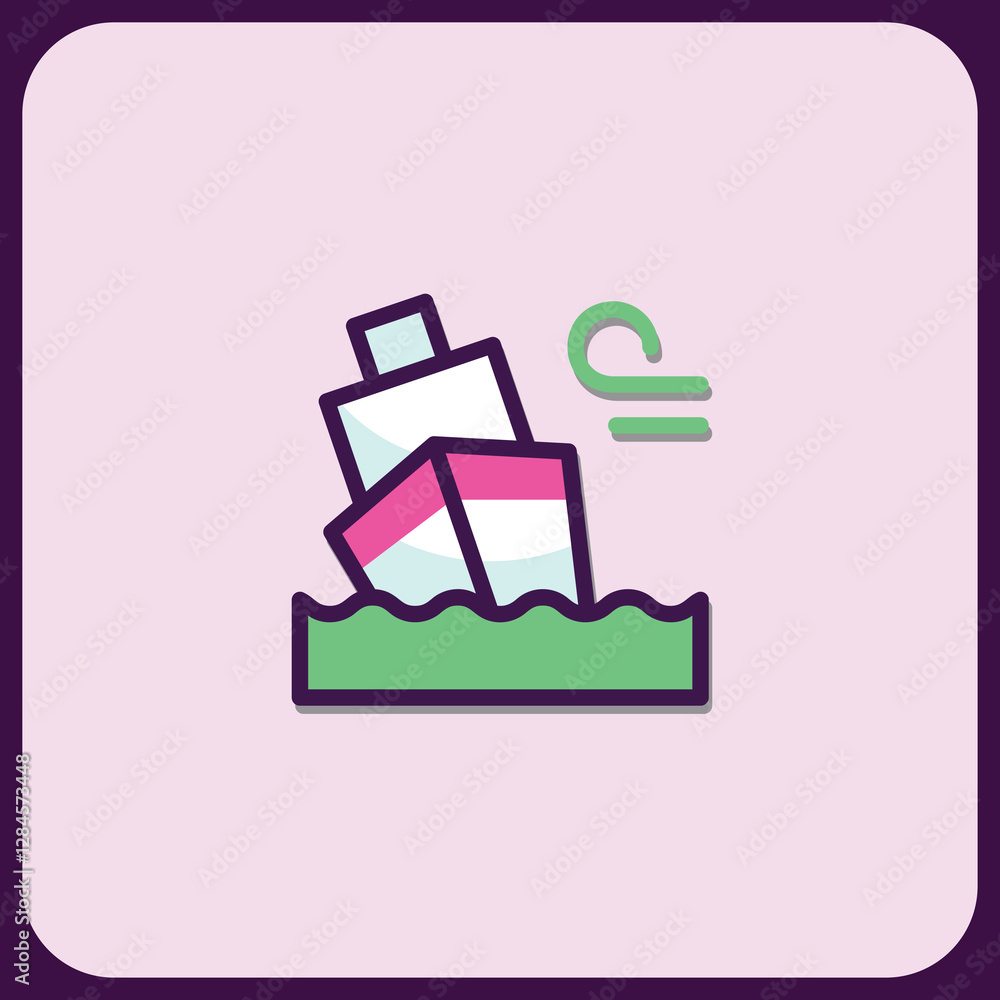 Stylized Icon: Shipwreck in Windy Seas Stylized Icon: Shipwreck in Windy Seas