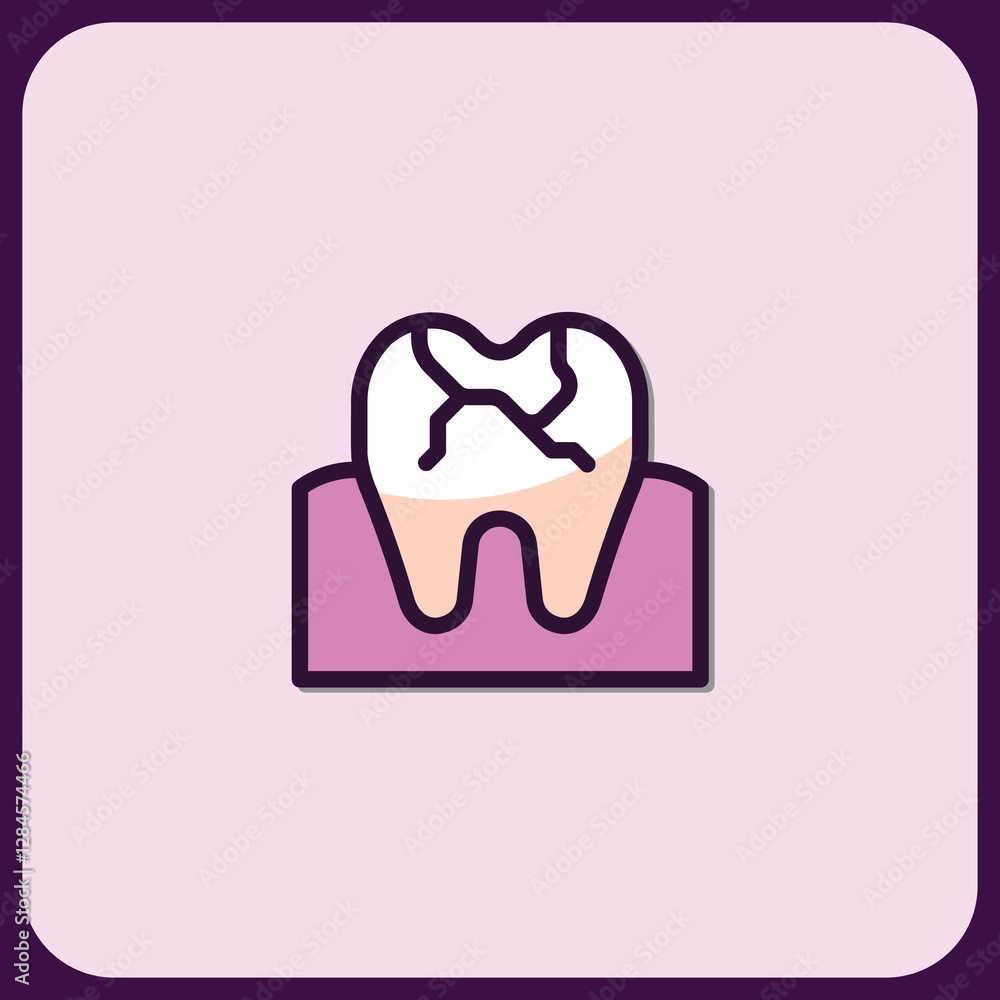 Cracked Tooth Icon: Dental Health Illustration Cracked Tooth Icon: Dental Health Illustration