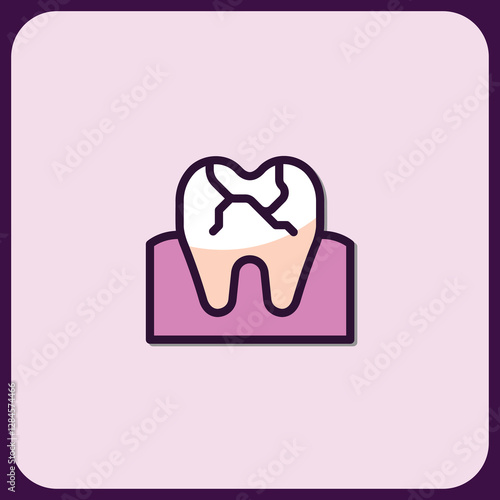 Cracked Tooth Icon: Dental Health Illustration