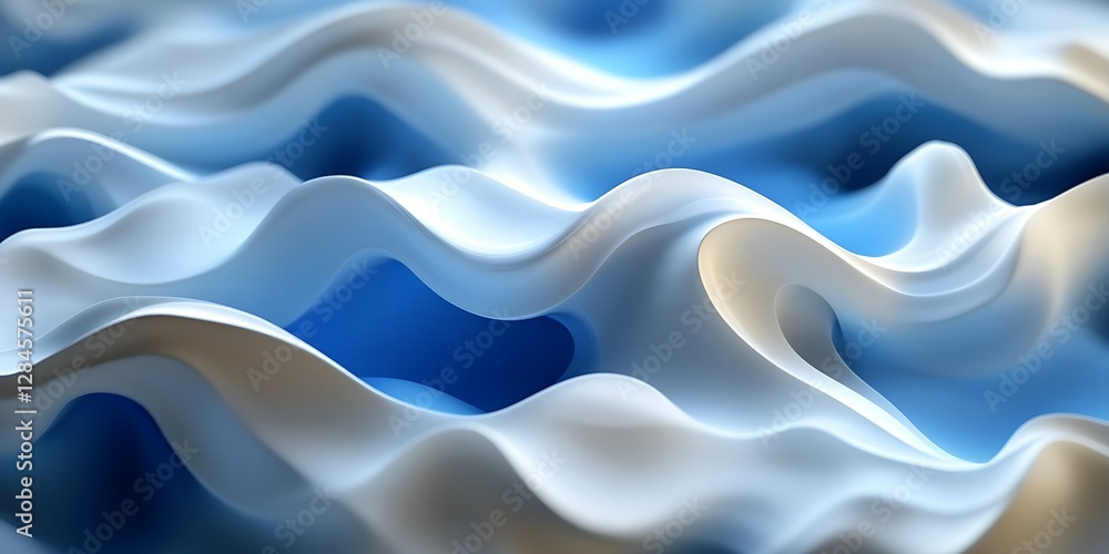 Fototapeta premium Abstract blue and white wavy shapes (1)