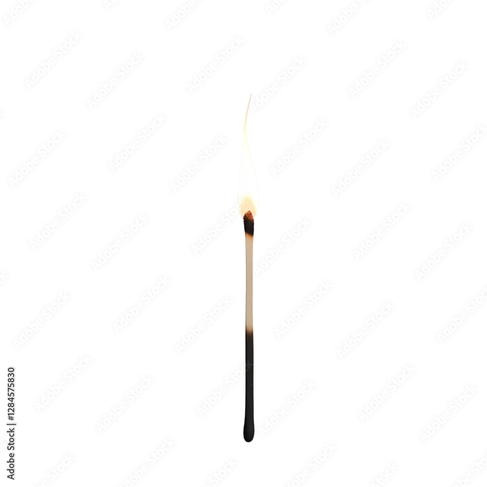 A Subtle Steady Flame Near a Matchstick Candle Lit in the Dark Isolated on Transparent Background A Subtle Steady Flame Near a Matchstick Candle Lit in the Dark Isolated on Transparent Background