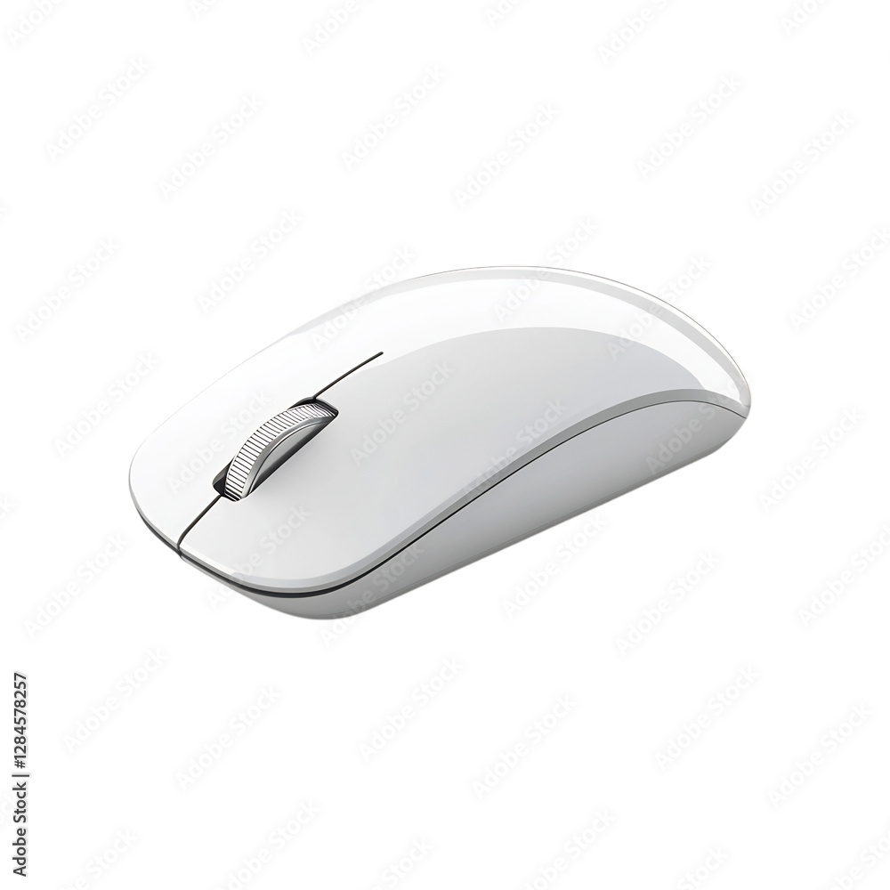 A Stylish Minimalist Wireless Mouse Isolated on Transparent Background A Stylish Minimalist Wireless Mouse Isolated on Transparent Background