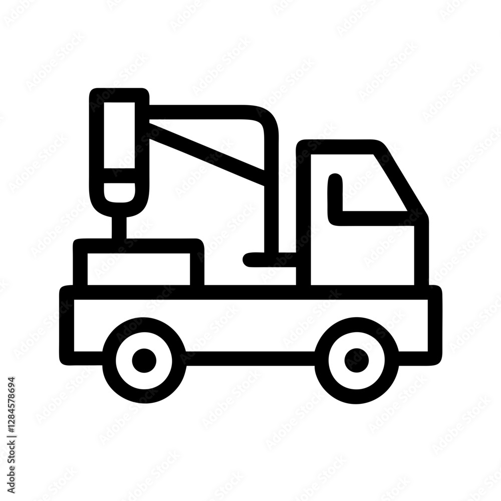Minimalistic Crane truck icon representing construction or machinery Minimalistic Crane truck icon representing construction or machinery