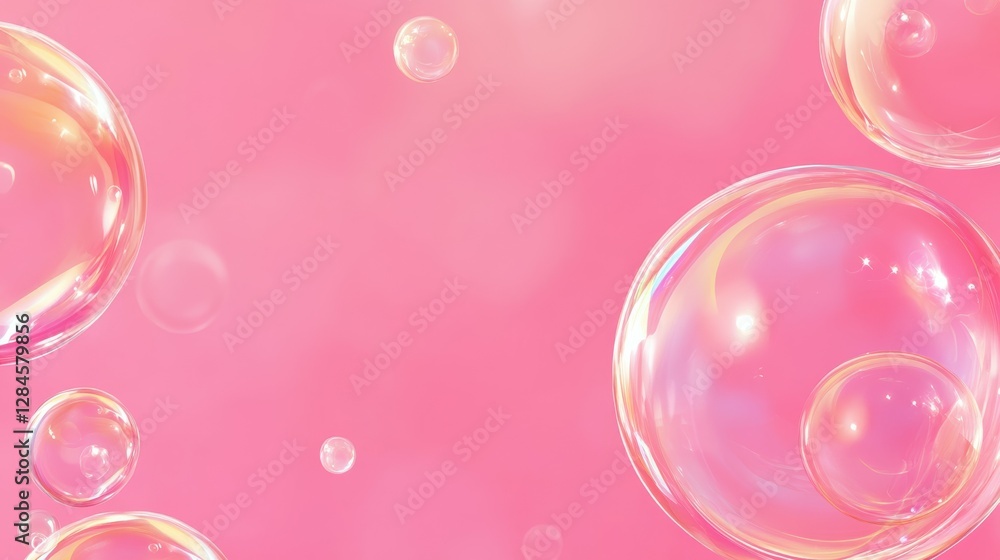 Bright pink background with transparent bubbles Bright pink background with transparent bubbles
