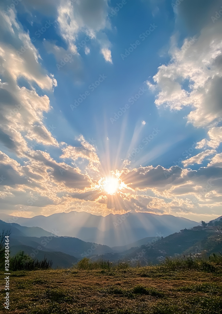 Obraz premium Time-Lapse Blue Sky Clouds Sunrise Sunset Moving Panoramic