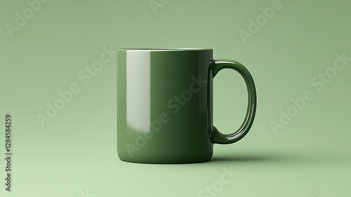 Green Ceramic Mug on Green Background
