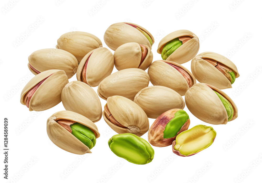 Isolated Bunch of Pistachios with Open Shells