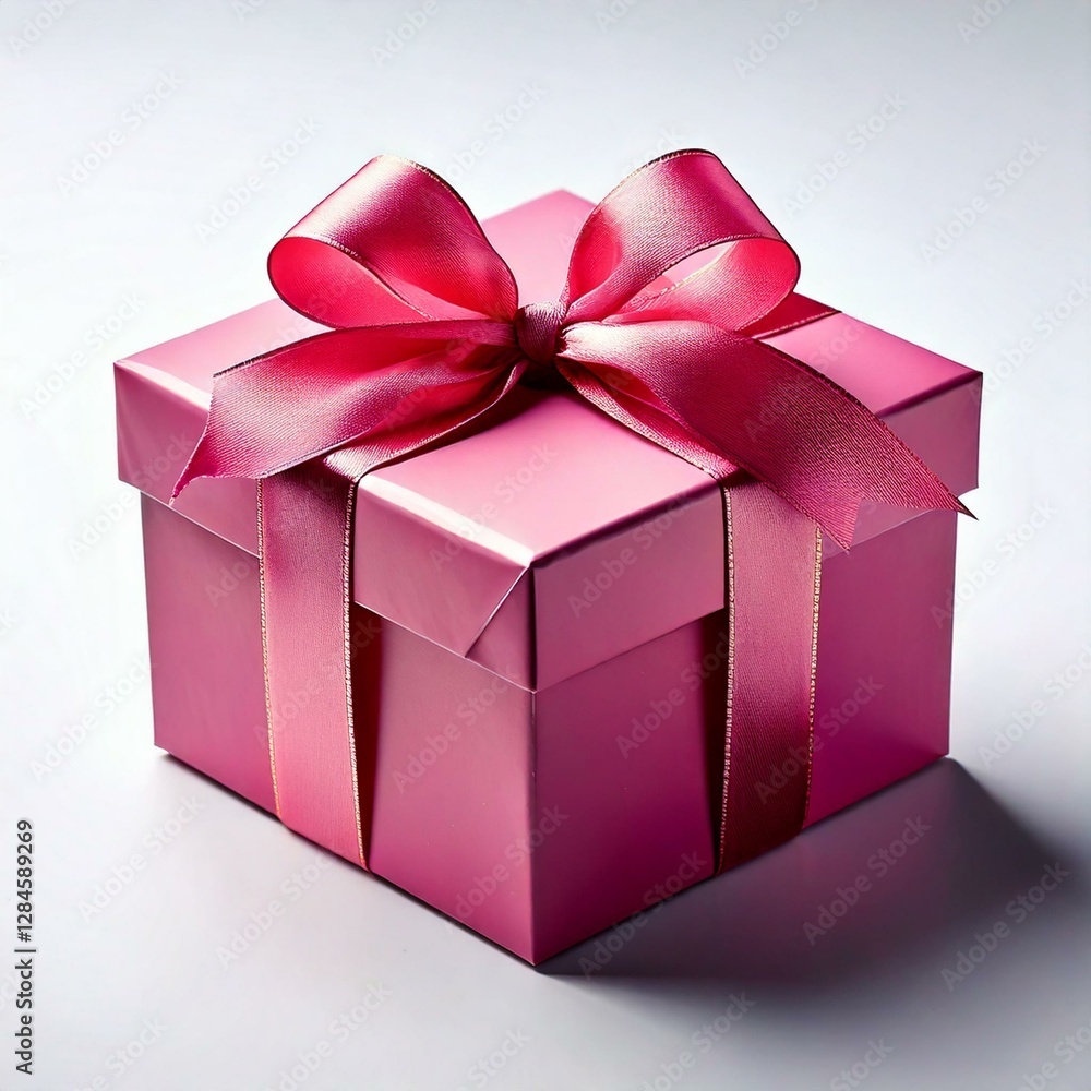 Obraz premium Pink gift on white background