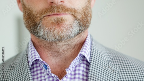 Closeup man's beard and jacket