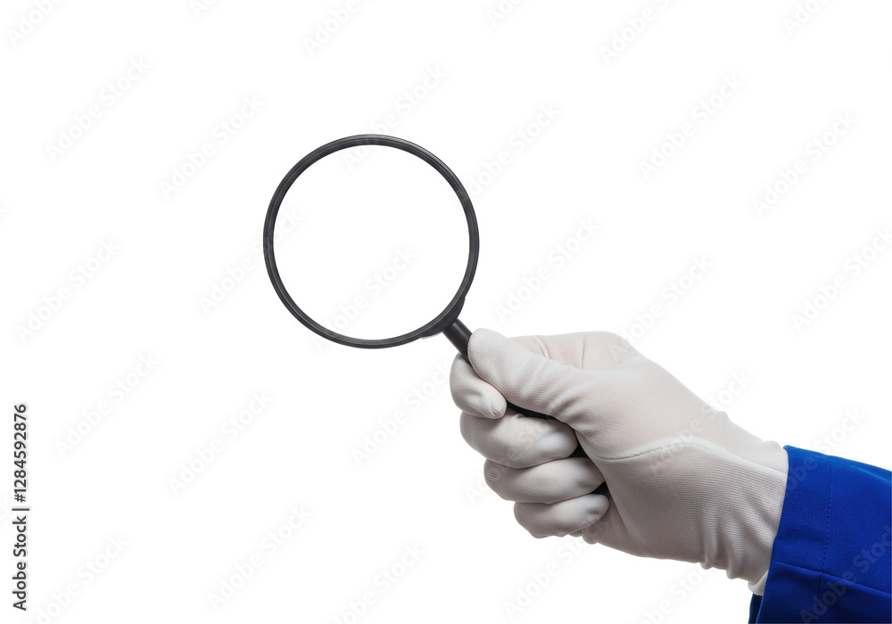 Isolated Formal White Glove Presenting a Magnifying Tool Isolated Formal White Glove Presenting a Magnifying Tool
