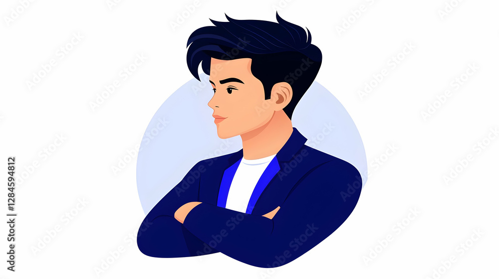 Vector Portrait of a Young Man in a Blue Suit Jacket and Jeans Vector Portrait of a Young Man in a Blue Suit Jacket and Jeans