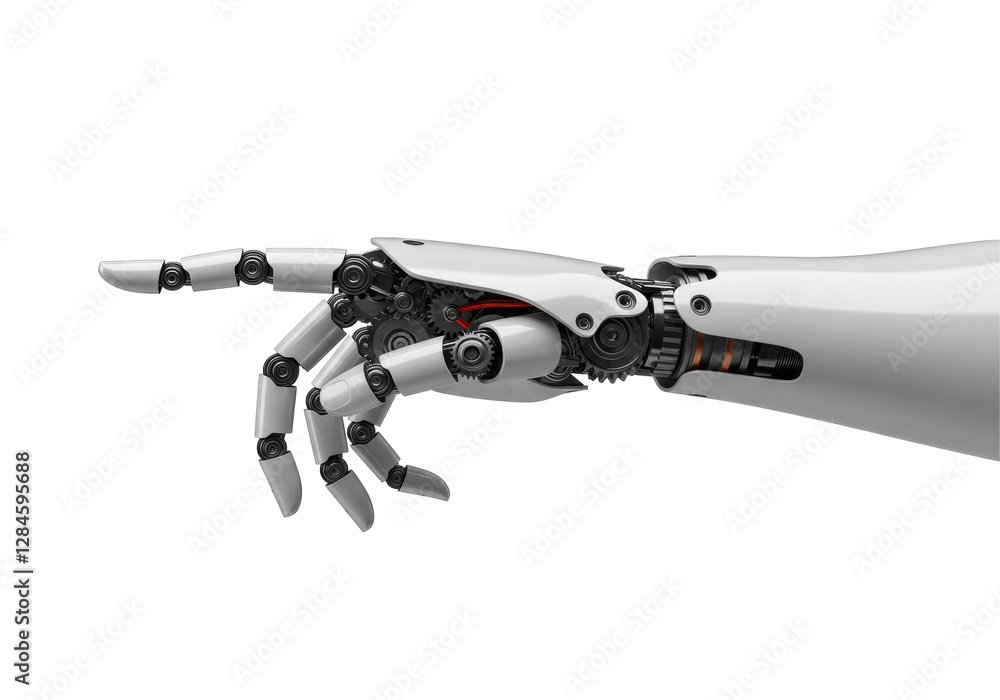 Isolated White Robot Hand Pointing Isolated White Robot Hand Pointing