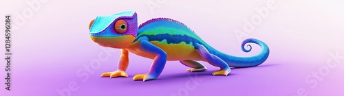 A banner or header design featuring a vibrant chameleon on a blurred pink gradient backdrop