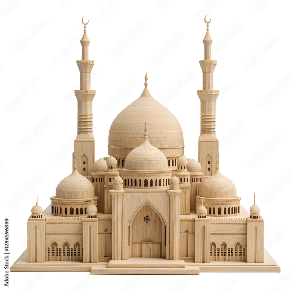 Obraz premium Wooden Mosque Model | Islamic Architecture, Miniature Design