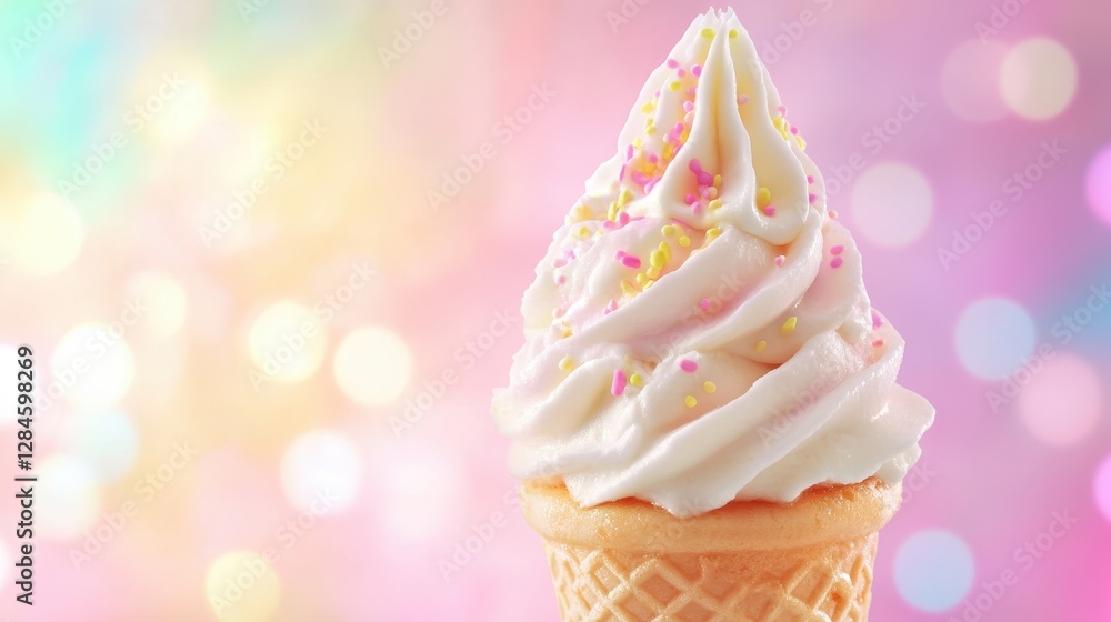 Elegant swirled soft-serve ice cream with golden lighting, warm and inviting dessert, perfect summer indulgence. Elegant swirled soft-serve ice cream with golden lighting, warm and inviting dessert, perfect summer indulgence.