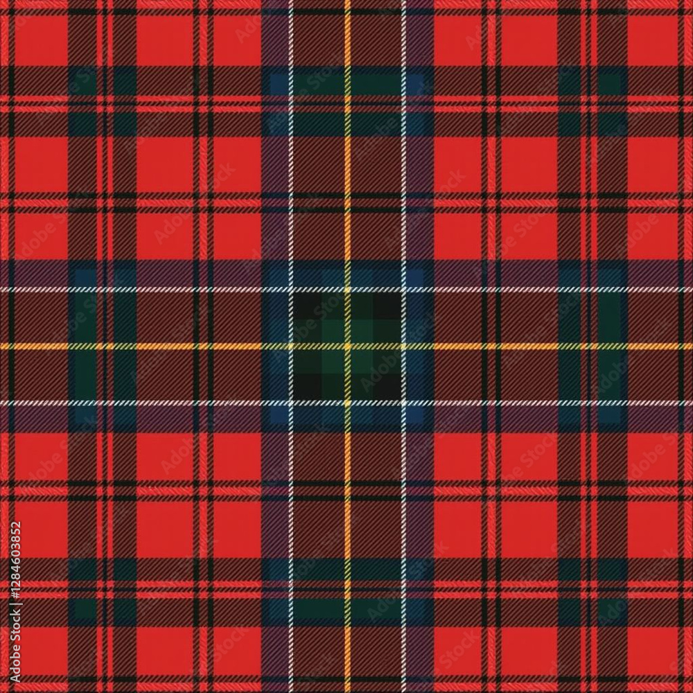Obraz premium traditional tartan pattern of Scotland, featuring distinctive crisscross design in various colors.