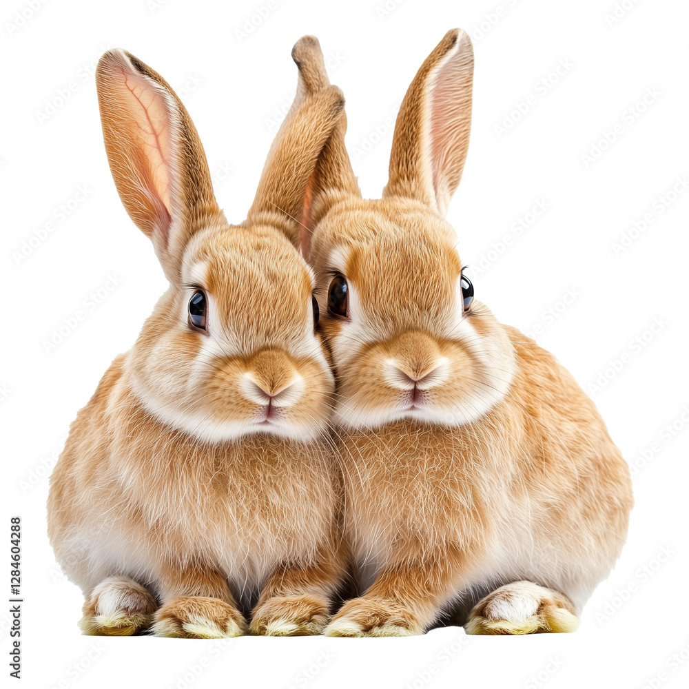 Fototapeta premium Cute Bunny Pair isolated on transparent or white background 