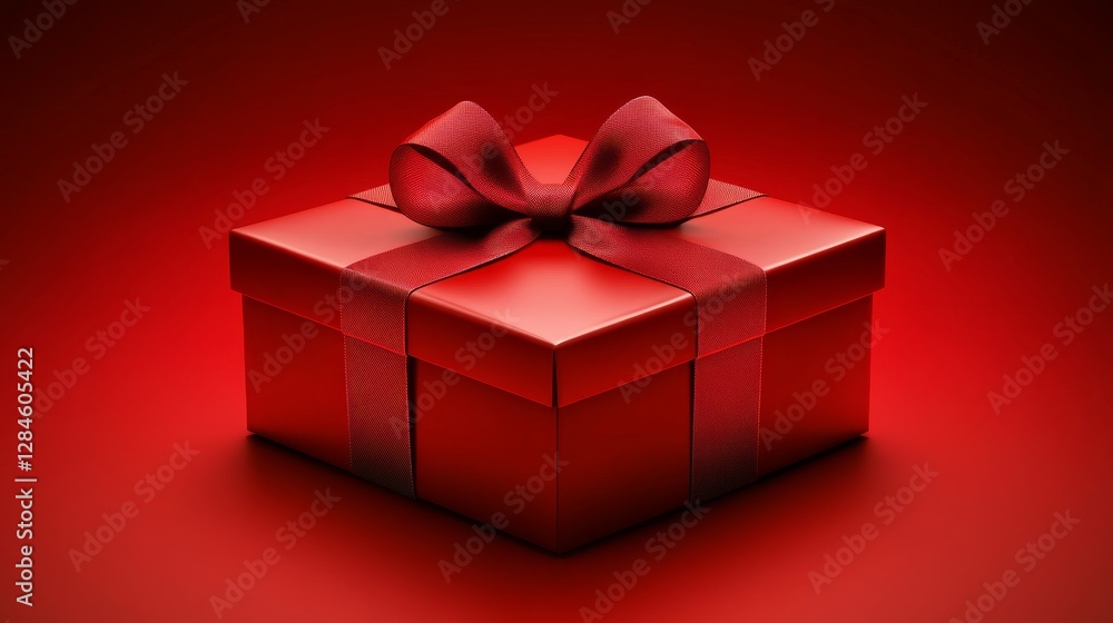 Obraz premium Elegant Red Gift Box With a Ring on a Satin Background Creates a Romantic Atmosphere Perfect for Special Occasions or Celebrations