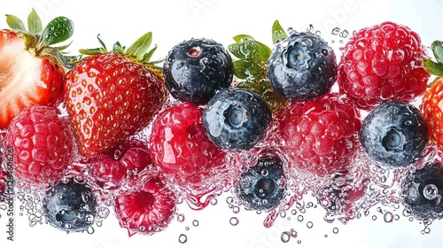 Fresh Berries in Water Splash, Studio Shot