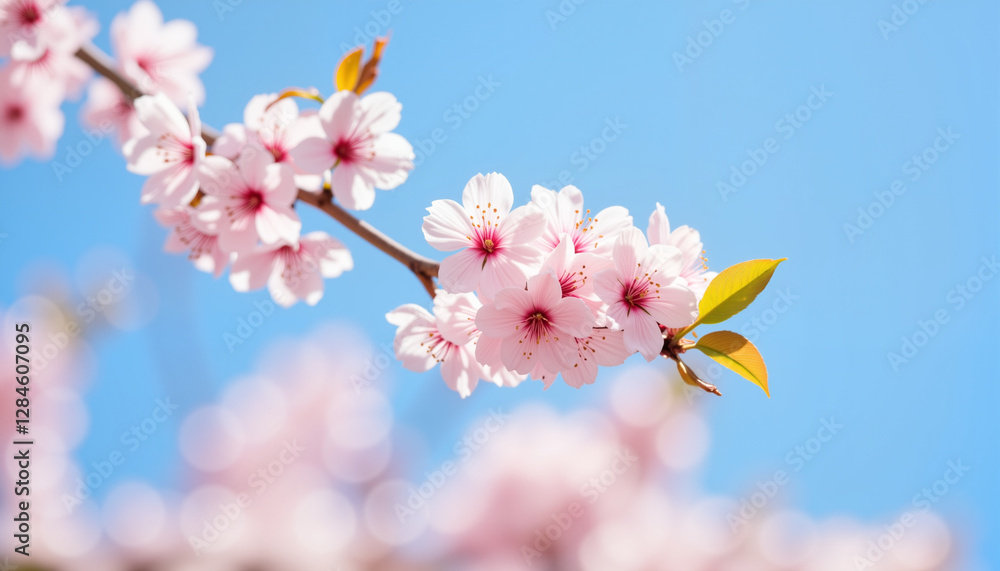 Obraz premium Delicate cherry blossoms blooming against blue sky, spring beauty