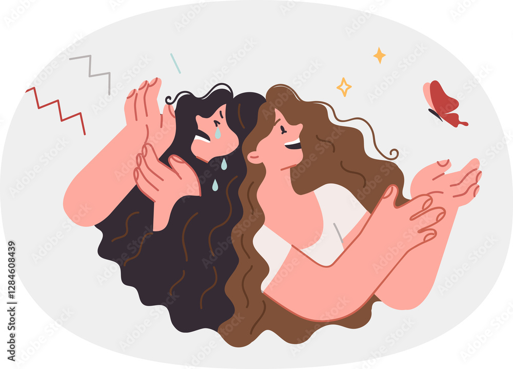 Φωτογραφία Bipolar disorder in girl with sudden mood swings and unstable emotional background